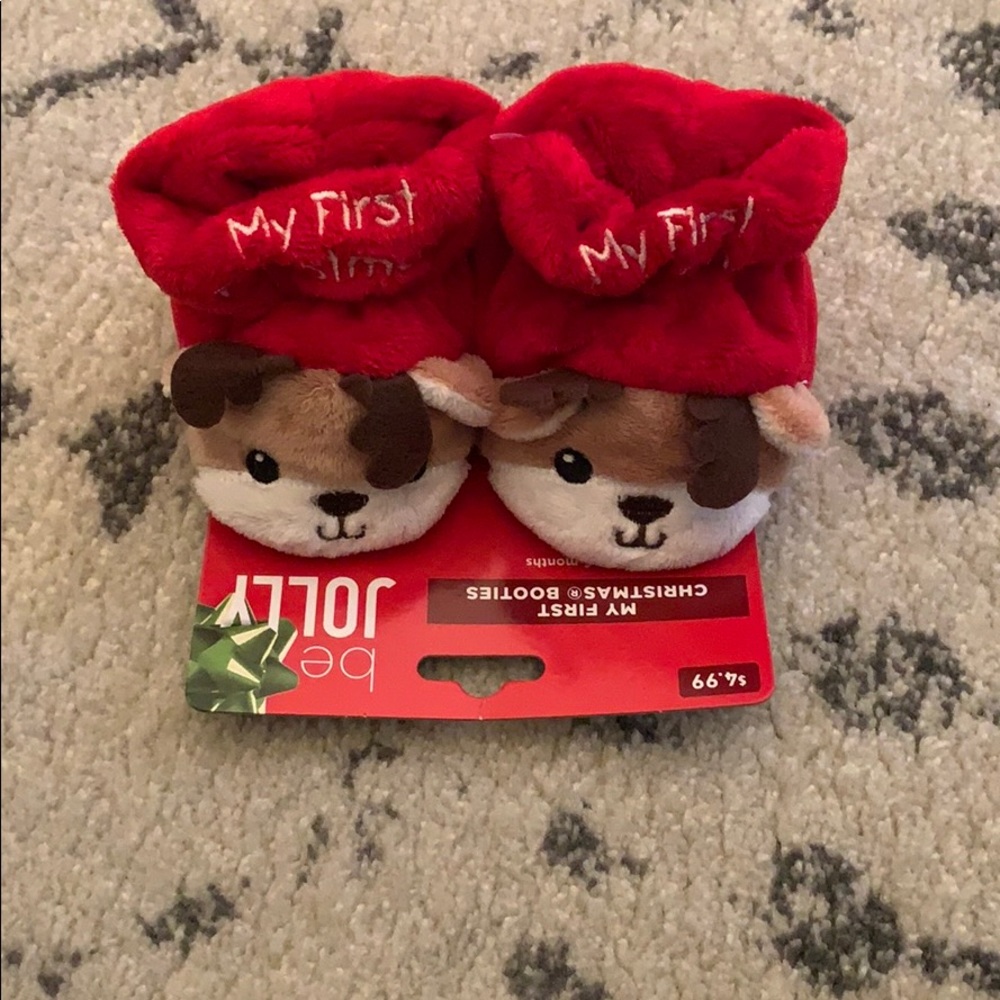 My First Christmas Reindeer Booties